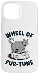 Wheel Of Fur-Tune Cat On Robot Vacuum Cleaner Cat Case for iPhone 14