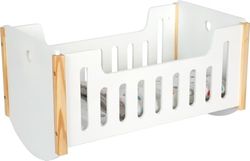 small foot Rocking Doll Crib Little Button, wood, reversible bed linens, doll gear for kids aged 3+ years, 12660