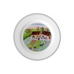 Villeroy & Boch Design Naif Prato para pão lareira de design clássico com decoração alegre, porcelana, verde, 17 cm
