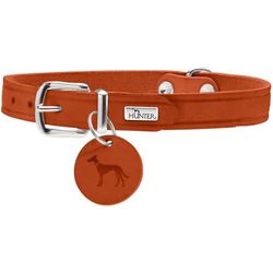 HUNTER Collare per cani Aalborg, colore: arancione, pelle robusta e resistente, forte grasso, ideale per sport e tutti i giorni, con ciondolo in pelle, made in Germany, taglia 52