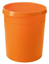 HAN Prullenbak GRIP, 18190-51, stijlvolle en edele prullenbak voor kantoor, stevige afvalemmer, 18 liter volume, 15 stuks, oranje