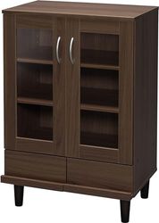 Iris Ohyama, Meuble de rangement, Buffet, Vaisselier, Armoire 3 portes, 3 Étagères réglables, Contemporain, Design, Solide, Cusine, Salle à Manger, Salon - Cabinet - KBN-9390 - Marron