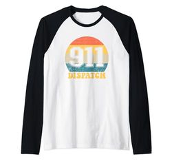 911 Despacho Retro Sunset Despacho de Emergencia 911 Camiseta Manga Raglan