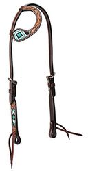 Weaver Leather 45-0145 Turquoise Cross-cabeça de orelha deslizante plana com contas turquesa de 5/8 polegadas, unissexo adulto, 44413