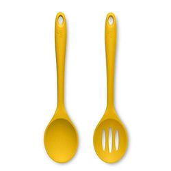 Zeal JSET6M Non-Stick Silicone Slotted Spoon & Cooks Spoon 2-Piece Set-Mustard