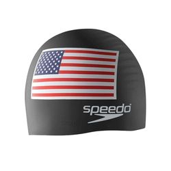 Speedo Gorro de natação de silicone, unissexo, preto flag, tamanho único