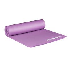 Relaxdays yogamat, 1 cm dik, voor pilates, fitness, gewrichtsvriendelijk, draagband, sportmat 60 x 180 cm, paars