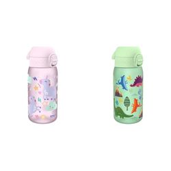 Ion8 Gourde Enfant, 350ml, Anti-Fuite, Facile à Ouvrir, Verrouillage Sécurisé & Gourde Enfant, 350ml, Anti-Fuite, Facile à Ouvrir, Verrouillage Sécurisé, Motif Dinosaures