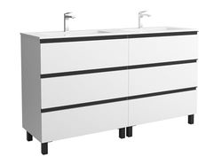 Mueble de Baño BEQUIA Metal 3C 160cm Blanco Mate | Lavabo Vilna Solid Surface Centrado