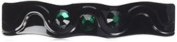 Caravan 0.5 oz Rolling Thick Hair Barrette with 3 Emerald Swarovski Rhine Stone