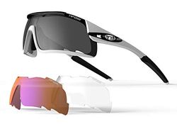 Tifosi Unisex volwassen Davos verwisselbare lens zonnebril - wit/zwart, één maat