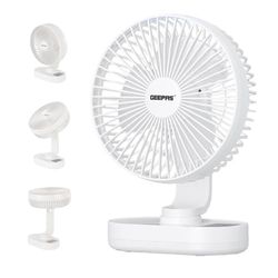 GEEPAS 8-Inch Rechargeable Desk Cooling Device | 3 Speed Silent Operation with Adjustable Head & Foldable Design | USB-C Charging, Up to 9 Hours Runtime | Portable for Table or Floor Use