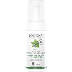 Organic Micelle Cleansing Foam by Logona Naturkosmetik for Blemished Skin and Combination Skin, Organic Mint & Natural Salicylic Acid from Willow Bark, Matting, Natural & Vegan, 100 ml, 0046