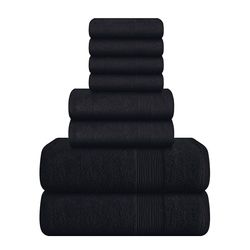 Elvana Home Set da 8 pezzi in 100% cotone filato ad anelli, 2 asciugamani da bagno 68 x 137 cm, 2 asciugamani da 40 x 71 cm e 4 asciugamani da 33 x 33 cm, ultra morbidi, altamente assorbenti, lavabili