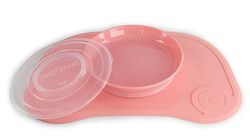 Twistshake Click-Mat 38 x 25 cm Toalha de mesa individual placa de alimentação para mesa prato selado com tampa de alimentação para bebés, louça, sem BPA, 6 meses, rosa pastel