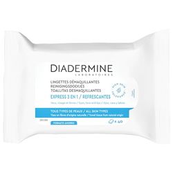 Diadermine Lingettes Démaquillantes Express 3-en-1 40 lingettes.