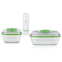 Princess Glass Food Storage Container Set with Handheld Vacuum Sealer - Includes Electric Vacuum Pump, USB Charging Cable, 2 Cooking and Food Containers, 2 BPA Free Lids 492985