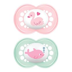 MAM Originele fopspeen in set van 2, Skinsoft silicone met fopspeenbox, 16+ maanden, roze