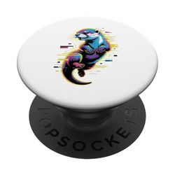 Glitch Art Nutria Marina PopSockets PopGrip Adhesivo