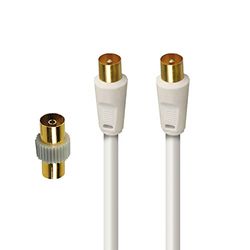 APM 408014 - Cavo Tv maschio/maschio, 9,52 mm, adattatore femmina, 2 m, colore: Bianco