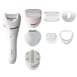 Philips Series 8000 - Epilateur Wet & Dry sans fil pour les jambes et le corps, avec 8 accessoires, rasoir, tondeuse et embout exfoliant pour le corps, (modèle BRE735/00)