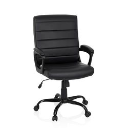 hjh OFFICE 738112 ErgoSMOOTH Big krzesło biurowe ze sztucznej skóry, czarne krzesło biurowe, fotel szefa, grubo tapicerowany, z funkcją przechylania, 102 x 61 x 59 cm