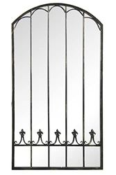 MirrorOutlet Extra Large Leaner Floor Standing Apartment Antique Black Metal Arch shaped Decorative Window Effect Large Wall Mirror, 160 x 85 x 2 (GMA031L)