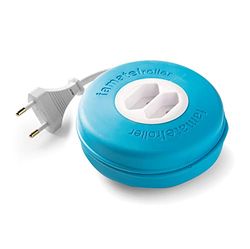 FAMATEL Roller Roller com 2 tomadas, 3 metros, com material de silicone, proteção infantil, com alta flexibilidade e resistência, azul
