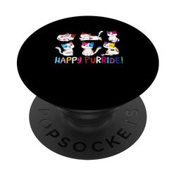 Feliz Purride Gatos Gatitos Gay Les Pride LGBTQ Transgénero PopSockets PopGrip Adhesivo