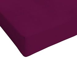 Italian Bed Linen Max Color Drap-Housse, 100 % Coton, Prune, 1 Place et demie