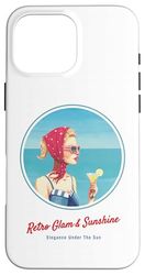Fille rétro sur la Plage – Ambiance Estivale des années 50 Coque pour iPhone 16 Pro Max