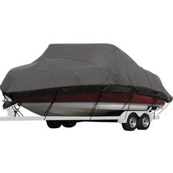 Seamander Housse de Bateau 6,1 à 6,7 m Robuste 600D imperméable, adaptée aux Bateaux de pêche à Coque en V et Triple Coque, Bateaux de pêche de Style Pro, Taille complète (Modèle E : Convient aux