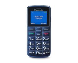 Panasonic KX-TU110EXC - Teléfono Móvil Para Personas Mayores, 1.77 Pulgadas (160 x 128), Pantalla y Teclas Grances, Botón SOS, Resistente a Golpes, Linterna, Batería 22h, Azul, 11,4 x 5,1 x 1,3 cm