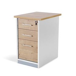Rocada | Cajonera Oficina | 47x60x72 cm | Cajonera Madera con Cerradura | Mueble Auxiliar para Oficina con 3 cajones | Color Blanco/Roble