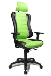 Topstar HE30PS105X Silla de Escritorio de Oficina, Head Point RS con reposabrazos y Cabezal, Dos Colores Acolchado Verde/Negro