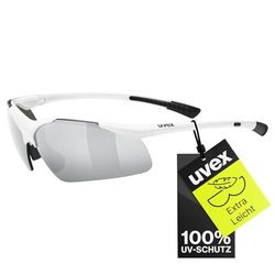 Uvex Sportstyle 223, óculos desportivos unissexo, de espelho, conforto sem pressão e suporte perfeito, branco/prateado, tamanho único
