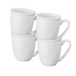 Denby - Elements Stone White Coffee Mug Set of 4 - 330ml Stoneware Ceramic Tea Mug Set For Home & Office - Dishwasher Safe, Microwave Safe - Classic White - Chip Resistant