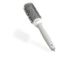Olivia Garden Expert Blowout Shine – White & Grey - 35 - Ceramic Coated Round Brush for Smooth Blowout, Frizz-Free Hair & Radiant Shine