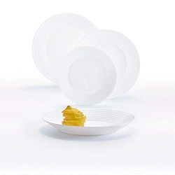 Luminarc Arc Harena Service de Table en Verre Opale Extra résistant pour 6 Personnes, 18 pièces, 100% hygiénique, Blanc