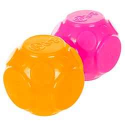goDog Lot de 2 balles couinantes silencieuses pour Chien - pour mâcheurs légers à modérés - Orange/Rose