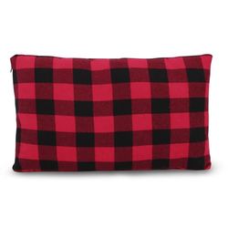 REDCAMP Liten campingkudde lätt och komprimerbar, 1 st flanellresekudde med avtagbart kuddöverdrag (röd och svart pläd)