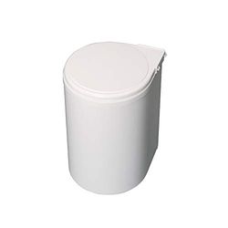 Emuca - Poubelles de porte de meuble, compartiment de déchets, conteneur de 13L avec couvercle automatique et fixation à la porte, plastique, blanc