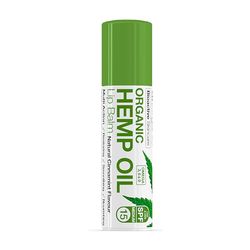Baume à Lèvres à l'Huile de Chanvre Dr Organic, Hydratant, SPF15, Hommes, Femmes, Naturel, Végétarien, Sans Cruauté, Sans Paraben & SLS, Bio, 5,7ml