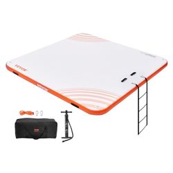 VEVOR Quai flottant gonflable, 2,13 x 2,13 m, plate-forme de quai gonflable tapis de quai flottant antidérapant avec sac de transport portable échelle amovible, radeau d'île pour piscine, plage, océan