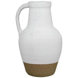 JARRÓN CERÁMICA C/ASA 40CM BLANCO/TIERRA_25X23X40CM