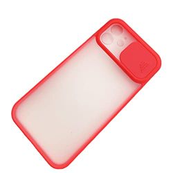Yooface Beschermhoes voor iPhone 11, schuifcamera, lensbescherming, iPhone 11, mat, transparant, harde achterkant, schokbestendig, krasbestendig, rood