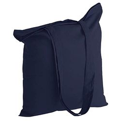 POLHIM - Bolsa de tela de algodón reutilizable, 38 x 42 cm, con asas de 70 cm, Azul oscuro, (Paquete de 10 unidades)