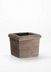 VASO QUADRATO IN TERRACOTTA E SOTTOVASO TERRACOTTA; LATO SUPERIORE CM. 20 X CM. 20, ALTEZZA CM. 17. FATTO A MANO COLORE ANTICO FIORIERA COTTO SUCCULENTE