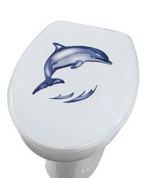 Wenko 18638100 3D-wc-dekselsticker Dolphin - zonder resten verwijderbaar, 20 x 22 cm