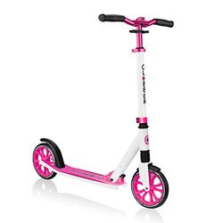 Globber - NL 205 - Monopattino pieghevole a 2 ruote con sospensione anteriore per bambini dagli 8 anni + , Bianco - Rosa